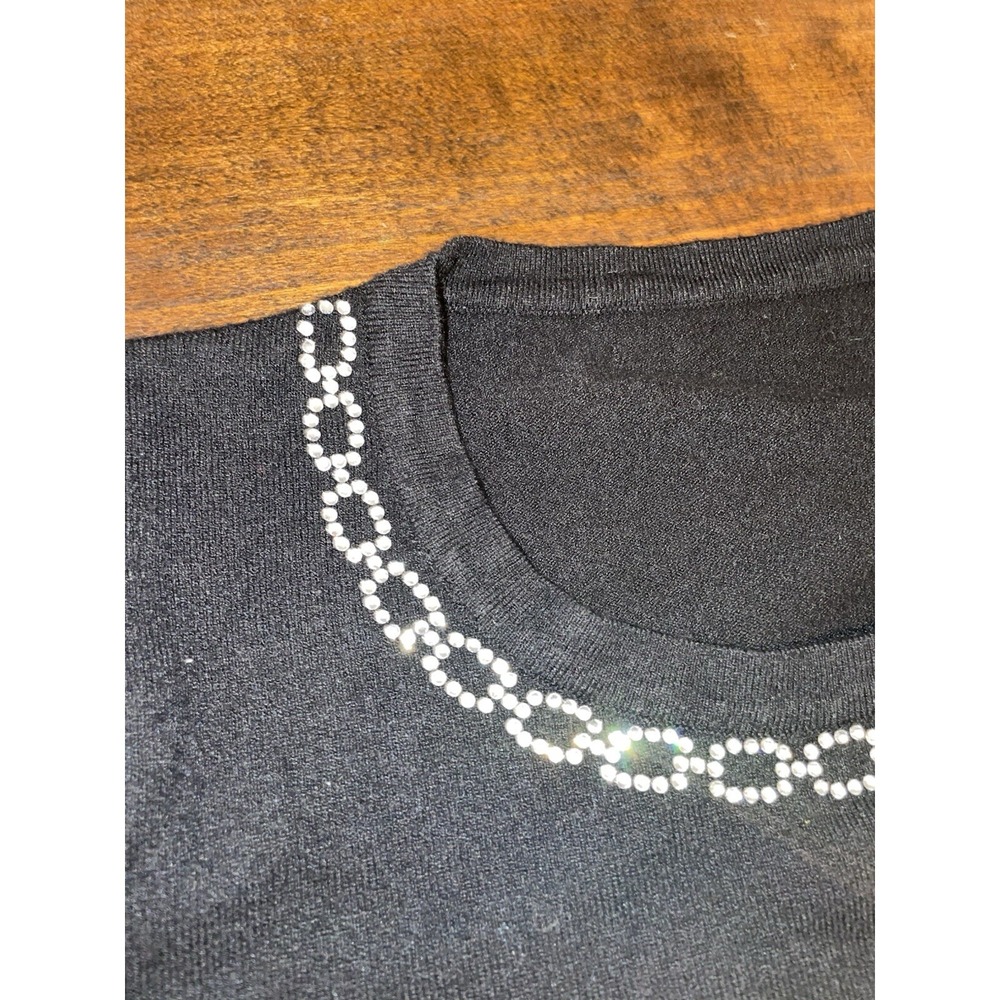 Siani Milano Jeweled Neckline Ruffled Sleeve Sweater - Medium - Picture 3 of 3